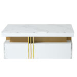 Modern rectangular coffee table with high-gloss top and 2 wooden drawers, LED lighting - Image 8