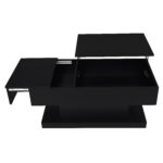 High-Gloss Lift-Top Tea Table, LED Coffee Table 100x50x45 cm with LED Lighting - Half-Raisable Design - Image 10