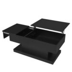 High-Gloss Lift-Top Tea Table, LED Coffee Table 100x50x45 cm with LED Lighting - Half-Raisable Design - Image 13
