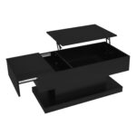 High-Gloss Lift-Top Tea Table, LED Coffee Table 100x50x45 cm with LED Lighting - Half-Raisable Design - Image 20