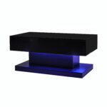 High-Gloss Lift-Top Tea Table, LED Coffee Table 100x50x45 cm with LED Lighting - Half-Raisable Design - Image 24