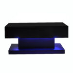High-Gloss Lift-Top Tea Table, LED Coffee Table 100x50x45 cm with LED Lighting - Half-Raisable Design - Image 25