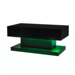High-Gloss Lift-Top Tea Table, LED Coffee Table 100x50x45 cm with LED Lighting - Half-Raisable Design - Image 29