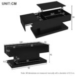 High-Gloss Lift-Top Tea Table, LED Coffee Table 100x50x45 cm with LED Lighting - Half-Raisable Design - Image 45