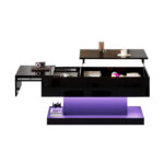 High-Gloss Lift-Top Tea Table, LED Coffee Table 100x50x45 cm with LED Lighting - Half-Raisable Design - Image 52