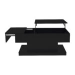 High-Gloss Lift-Top Tea Table, LED Coffee Table 100x50x45 cm with LED Lighting - Half-Raisable Design