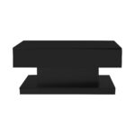 High-Gloss Lift-Top Tea Table, LED Coffee Table 100x50x45 cm with LED Lighting - Half-Raisable Design - Image 3