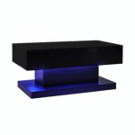 High-Gloss Lift-Top Tea Table, LED Coffee Table 100x50x45 cm with LED Lighting - Half-Raisable Design - Image 67
