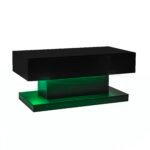 High-Gloss Lift-Top Tea Table, LED Coffee Table 100x50x45 cm with LED Lighting - Half-Raisable Design - Image 68