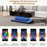 High-Gloss Lift-Top Tea Table, LED Coffee Table 100x50x45 cm with LED Lighting - Half-Raisable Design - Image 79