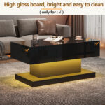 High-Gloss Lift-Top Tea Table, LED Coffee Table 100x50x45 cm with LED Lighting - Half-Raisable Design - Image 81