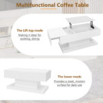 High-Gloss Lift-Top Tea Table, LED Coffee Table 100x50x45 cm with LED Lighting - Half-Raisable Design