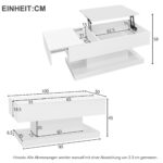 High-Gloss Lift-Top Tea Table, LED Coffee Table 100x50x45 cm with LED Lighting - Half-Raisable Design - Image 22