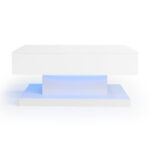 High-Gloss Lift-Top Tea Table, LED Coffee Table 100x50x45 cm with LED Lighting - Half-Raisable Design - Image 33
