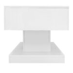 Vysokolesklý výsuvný čajový stolík, LED kávový stolík 100x50x45 cm s LED osvetlením - polovične zdvíhateľný dizajn – Obrázok 34