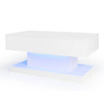 High-Gloss Lift-Top Tea Table, LED Coffee Table 100x50x45 cm with LED Lighting - Half-Raisable Design - Image 35