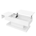 High-Gloss Lift-Top Tea Table, LED Coffee Table 100x50x45 cm with LED Lighting - Half-Raisable Design - Image 36