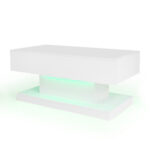 High-Gloss Lift-Top Tea Table, LED Coffee Table 100x50x45 cm with LED Lighting - Half-Raisable Design - Image 40
