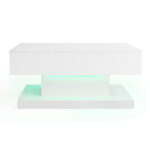 High-Gloss Lift-Top Tea Table, LED Coffee Table 100x50x45 cm with LED Lighting - Half-Raisable Design - Image 41