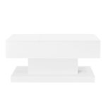 High-Gloss Lift-Top Tea Table, LED Coffee Table 100x50x45 cm with LED Lighting - Half-Raisable Design - Image 44