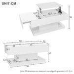 High-Gloss Lift-Top Tea Table, LED Coffee Table 100x50x45 cm with LED Lighting - Half-Raisable Design - Image 48