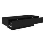 Moderný čierny konferenčný stolík s vysokým leskom, 115 x 55 x 34 cm, s 2 zásuvkami, LED osvetlením a nosnosťou 30 kg – Obrázok 15