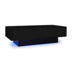 Moderný čierny konferenčný stolík s vysokým leskom, 115 x 55 x 34 cm, s 2 zásuvkami, LED osvetlením a nosnosťou 30 kg – Obrázok 25