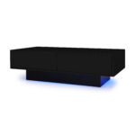 Moderný čierny konferenčný stolík s vysokým leskom, 115 x 55 x 34 cm, s 2 zásuvkami, LED osvetlením a nosnosťou 30 kg – Obrázok 27
