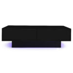 Modern Black High-Gloss Coffee Table, 115 x 55 x 34 cm, with 2 Drawers, LED Lighting and 30 kg Load Capacity - Image 30