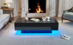 Modern Black High-Gloss Coffee Table, 115 x 55 x 34 cm, with 2 Drawers, LED Lighting and 30 kg Load Capacity - Image 32