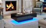 Modern Black High-Gloss Coffee Table, 115 x 55 x 34 cm, with 2 Drawers, LED Lighting and 30 kg Load Capacity - Image 48