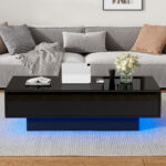 Modern Black High-Gloss Coffee Table, 115 x 55 x 34 cm, with 2 Drawers, LED Lighting and 30 kg Load Capacity - Image 63