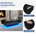 Modern Black High-Gloss Coffee Table, 115 x 55 x 34 cm, with 2 Drawers, LED Lighting and 30 kg Load Capacity - Image 64