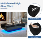 Modern Black High-Gloss Coffee Table, 115 x 55 x 34 cm, with 2 Drawers, LED Lighting and 30 kg Load Capacity - Image 71