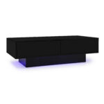 Moderný čierny konferenčný stolík s vysokým leskom, 115 x 55 x 34 cm, s 2 zásuvkami, LED osvetlením a nosnosťou 30 kg – Obrázok 74