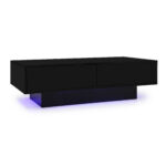 Modern Black High-Gloss Coffee Table, 115 x 55 x 34 cm, with 2 Drawers, LED Lighting and 30 kg Load Capacity - Image 74