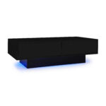 Modern Black High-Gloss Coffee Table, 115 x 55 x 34 cm, with 2 Drawers, LED Lighting and 30 kg Load Capacity - Image 77