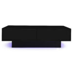 Moderný čierny konferenčný stolík s vysokým leskom, 115 x 55 x 34 cm, s 2 zásuvkami, LED osvetlením a nosnosťou 30 kg – Obrázok 79