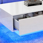 Modern High-Gloss Coffee Table in White, 115 x 55 x 34 cm, with 2 Drawers, LED Lighting and 30 kg Load Capacity - Image 12