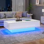 Modern High-Gloss Coffee Table in White, 115 x 55 x 34 cm, with 2 Drawers, LED Lighting and 30 kg Load Capacity - Image 19