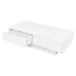 Moderný vysokolesklý konferenčný stolík v bielej farbe, 115 x 55 x 34 cm, s 2 zásuvkami, LED osvetlením a nosnosťou 30 kg – Obrázok 24