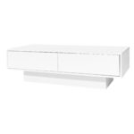 Modern High-Gloss Coffee Table in White, 115 x 55 x 34 cm, with 2 Drawers, LED Lighting and 30 kg Load Capacity - Image 26