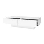 Moderný vysokolesklý konferenčný stolík v bielej farbe, 115 x 55 x 34 cm, s 2 zásuvkami, LED osvetlením a nosnosťou 30 kg – Obrázok 31