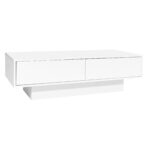 Moderný vysokolesklý konferenčný stolík v bielej farbe, 115 x 55 x 34 cm, s 2 zásuvkami, LED osvetlením a nosnosťou 30 kg – Obrázok 32