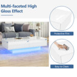 Modern High-Gloss Coffee Table in White, 115 x 55 x 34 cm, with 2 Drawers, LED Lighting and 30 kg Load Capacity - Image 40