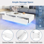 Modern High-Gloss Coffee Table in White, 115 x 55 x 34 cm, with 2 Drawers, LED Lighting and 30 kg Load Capacity - Image 45