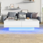 Modern High-Gloss Coffee Table in White, 115 x 55 x 34 cm, with 2 Drawers, LED Lighting and 30 kg Load Capacity - Image 54