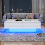Modern High-Gloss Coffee Table in White, 115 x 55 x 34 cm, with 2 Drawers, LED Lighting and 30 kg Load Capacity - Image 55