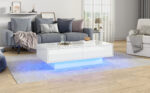 Modern High-Gloss Coffee Table in White, 115 x 55 x 34 cm, with 2 Drawers, LED Lighting and 30 kg Load Capacity - Image 58