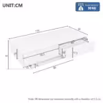 Moderní konferenční stolek s vysoce lesklým povrchem v bílé barvě, rozměry 115 x 55 x 34 cm, se 2 zásuvkami, LED osvětlením a nosností 30 kg - Obrázek 62